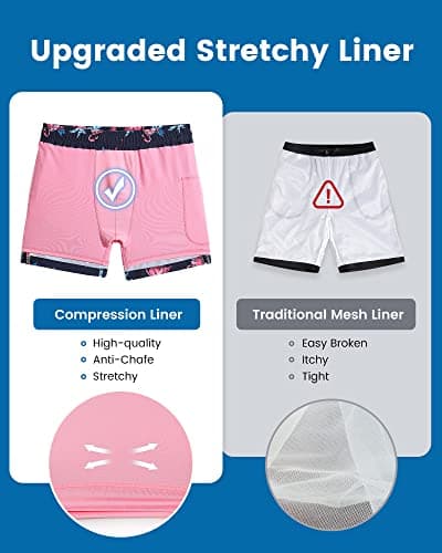 maamgic Mens Swim Trunks with Compression Liner 2 in 1 Swimming Shorts Stretch 5.5" Quick Dry Bathing Suits,Black Shark,X-Large — view 5