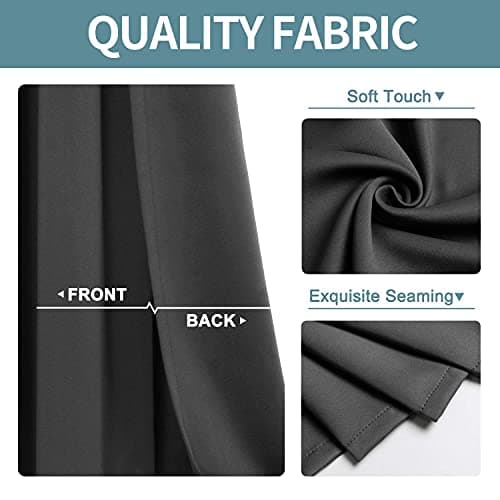 ChrisDowa Grommet Blackout Curtains for Bedroom and Living Room - 2 Panels Set Thermal Insulated Room Darkening Curtains (Dark Grey, 42 x 63 Inch) — view 3