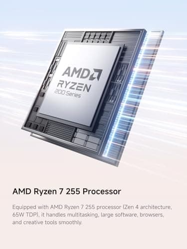 MINISFORUM AI X1-255 Mini PC AMD Ryzen 7 255 (8C/16T, up to 4,9 GHz), 32 GB DDR5 RAM 1 TB M.2 SSD,HDMI/DP/USB4 (4K@120 Hz), Dual Speaker/DMIC,USB-A X 3, 2.5G LAN, Wi-Fi 7/BT5.4 — view 2