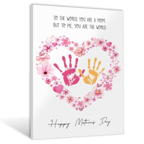 MIKAYENUS Happy Mother's Day Handprint Craft & Art Activity - DIY Handprint Gifts For Grandparents, Mom From Kid, Son, Daughter - First Mothers Day Gifts For Mom From Kids Arts And Crafts