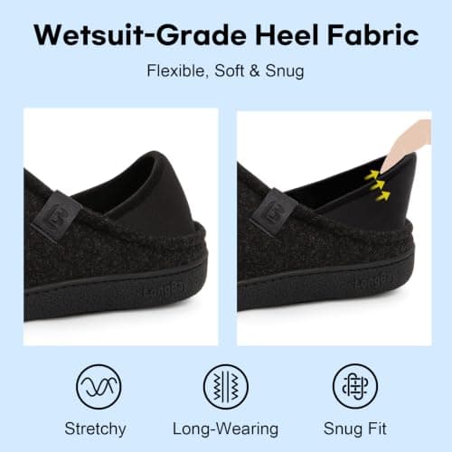 LongBay Mens Slippers with Removable Supportive Insole Slip on Casual House Shoes for Indoor Outdoor Bedroom Garden Black, 10 — view 3
