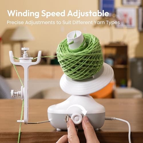 Etcokei Yarn Winder, Electric Yarn Ball Winder for Crocheting, Compact Yarn Cake Winder with Strong Tension Stepless Speed, Automatic Yarn Spinner Wool Winder, Ideal Helper for Knitting Lovers(White) — view 3