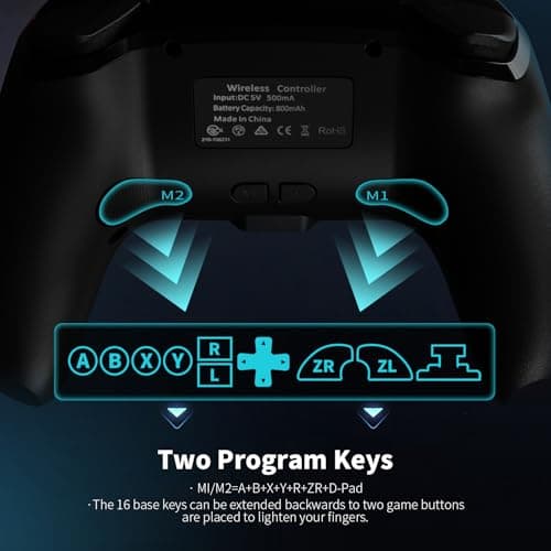 AceGamer 2 Pack Wireless Controller for Nintendo Switch/Lite/OLED/Switch 2, Hall Effect Joystick for Switch 2 Pro Controller with Wake-Up/Turbo/Dual Vibration/Programmable (Red+Blue) — view 2