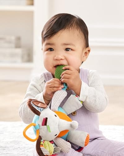 Skip Hop Bandana Buddies Baby Activity and Teething Toy with Multi-Sensory Rattle and Textures, Elephant — view 4