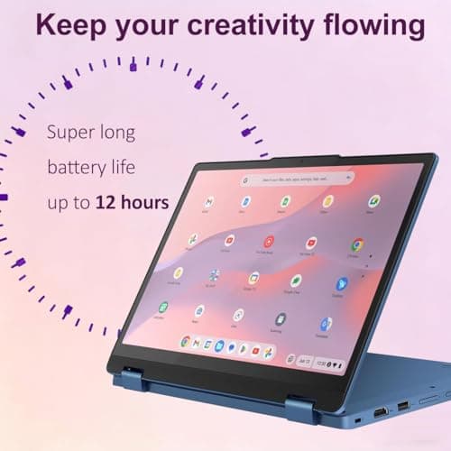Lenovo IdeaPad Flex 3i Chromebook 2-in-1 Laptop (12.2" FHD+ Touchscreen, Intel N100, 4GB DDR5 RAM, 64GB eMMC + 64GB SD Card) for Home & Students, NFC, Lightweight, Long Battery Life, Chrome OS, Blue — view 3