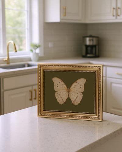 ARPEOTCY Vintage Gold Framed Wall Art, Classical White Butterfly Paintings, 8x10 inch Small Moody Green Canvas Prints with Antique Picture Frame, Victorian Wall Decor for Gallery Living Room Shelf — view 3