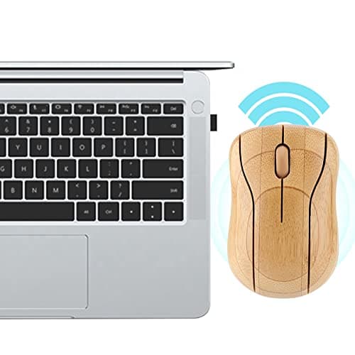 YUEHISY Bamboo Wireless Mouse Natural Wooden Optical Mouse, 2.4G Silent Ergonomic, Anti Static Bacterial, 1600DPI for PC Laptop Office Home — view 2