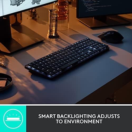 Logitech MX Mechanical Wireless Illuminated Performance Keyboard, Tactile Quiet Switches, Backlit Keys, Bluetooth, USB-C, macOS, Windows, Linux, iOS, Android, Metal, ‎Graphite — view 4