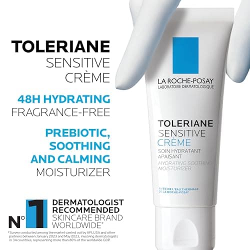 La Roche-Posay Face Moisturizer for Sensitive Skin, Toleriane Sensitive Face Cream with Niacinamide and Ceramides, for Normal to Combination Skin, Alcohol Free, Fragrance Free, 40mL