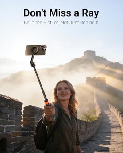 Vimose 59" Magnetic Selfie Stick Tripod with Remote, Magsafe Phone Tripod Stand for Travel Recording, Ultimate Minimalist Tripod for iPhone, Quintessential Tripod for Cell Phone, Black — view 4