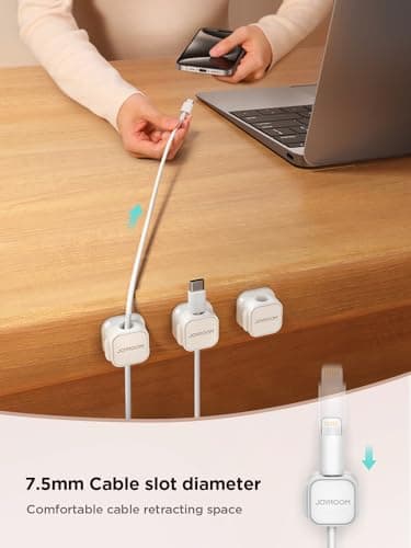 9 Pack Magnetic Cable Clips [Cable Smooth Adjustable] Cord Holder, Under Desk Cable Management, JOYROOM Adhesive Wire Holder Keeper Organizer for Home Office Desk Phone Car Wall Desktop Nightstand — view 2