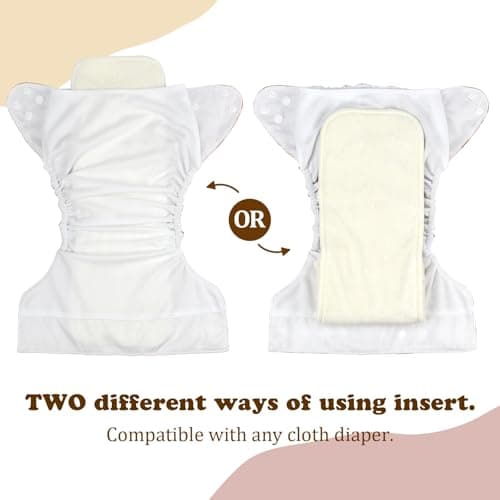 Mama Koala 4-Layer Natural and Microfiber Cloth Diaper Inserts, Adjustable and Reusable for Any Baby Cloth Diaper(6 Pack) — view 3