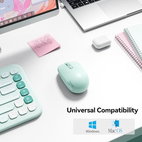 TECKNET Wireless Mouse for Laptop, 2.4G Quiet Computer Mouse with USB Receiver, 4 Buttons Portable Cordless Mice for Chromebook, Laptop, PC, Mac, 800/1200/1600 DPI - Mint Green — view 2
