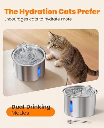oneisall 2L Stainless Steel Cat Water Fountain, PWF 001 — view 6