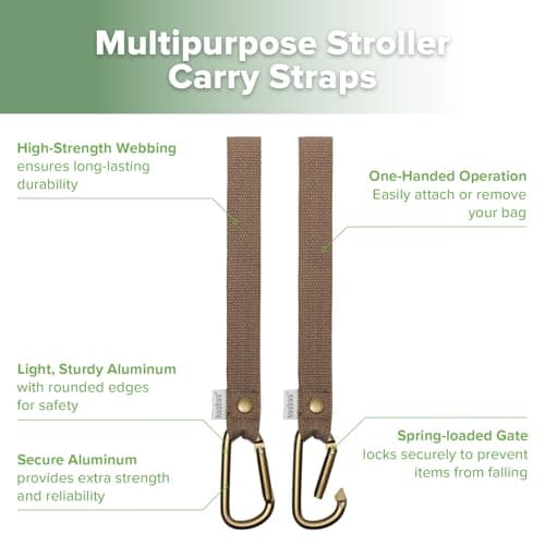haakaa Baby Stroller Hooks for Bags丨Universal Stroller Straps and Hooks, Non-Slip with One-Hand Opening, Multipurpose Hooks for Diaper Bags, Backpacks, Bikes & Shopping Carts - Brown, 2 Pack — view 4