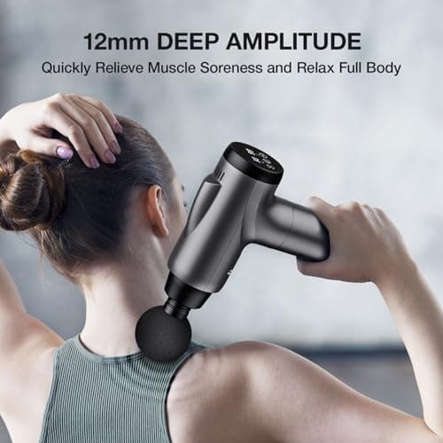 OLsky Massage Gun Deep Tissue 30 Speeds 9 Attachments Handheld (Grey) — view 3