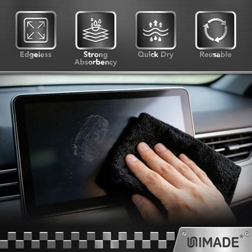 UNIMADE Microfiber Cleaning Cloth, 24 Pack Reusable Microfiber Towels for Cars Lint Free Cleaning Shop Towel Rags for Home Kitchen Automotive Bar Mechanic Restaurant Garage, 11"x 12", Black — view 4
