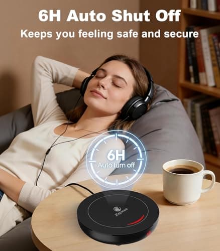 Kepwam Coffee Mug Warmer for Desk, 3-Temp Fast Heating Cup Warmer with 6H Auto Shut Off, LED Light & Smart Candle Warmer for All Beverages, Ideal Gifts for Women Men — view 4