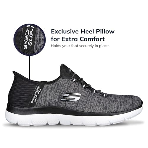 Skechers Women's Summits Hands-Free Slip-Ins – Memory Foam Insole, Heel Pillow, Vegan Materials Sneaker, Black White, 8.5 — view 4