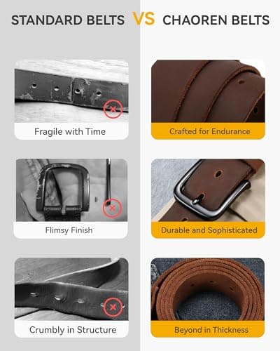 CHAOREN Mens Belts Leather - 35mm Genuine Leather Belts for Men - Ideal Match for Casual Jeans — view 4