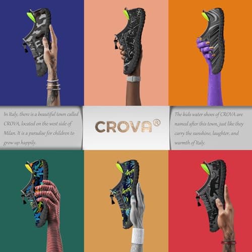 CROVA Built-in Heel Grips Water Shoes for Kids Girls Boys Hiking Shoes Wide Barefoot Swim Beach Pools Slip-On Quick Dry Lightweight for Big Little Kids Toddler — view 8