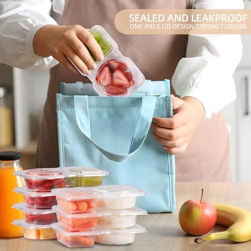 Reusable Snack Containers with Lids: Snack Pack Containers 20Pcs - Snackle Box Container Portion Control - Meal Prep Containers - Double Compartment Snack Containers for Travel - Camping Essentials — view 5