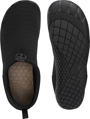 WHITIN Mens Water Shoes for Women Unisex Aqua Sneakers Black M12/W14 — view 5