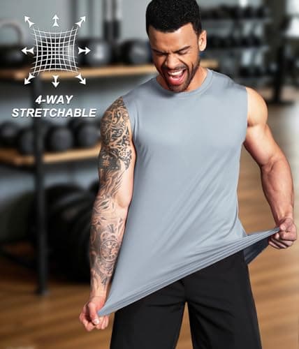 Boyzn Men's 3 Pack Workout Tank Tops Gym Athletic Muscle Tee Bodybuilding Fitness Sleeveless T-Shirts Black/Grey/Dark Grey-3P05-L — view 3