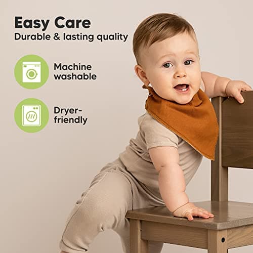 KeaBabies 8pk Organic Baby Bandana Bibs for Drooling and Teething (Basics) — view 6