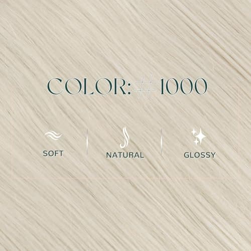 Easyouth Sew in Hair Extensions Real Human Hair Blonde Weft Human Hair Extensions White Blonde Human Hair Weft Extensions Straight Hair for Women with no Tangling 16Inch 100G — view 5