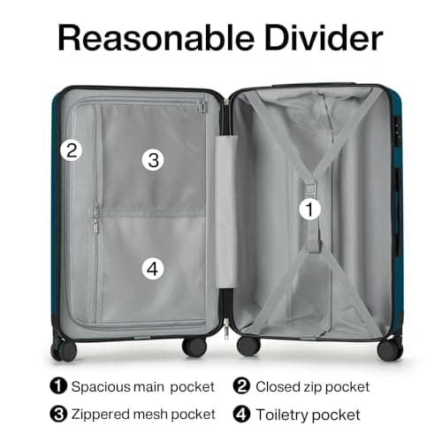 Hanke Luggage Sets 3 piece Carry On Luggage with Wheels PC Hard Shell Suitcases Lightweight Checked Travel Luggage Extra Large Travel Suitcase Woman Men 20/24/29 Inch(Caribbean Blue) — view 4