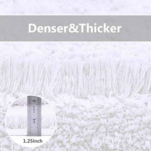 VANZAVANZU Extra Large Bath Mat 24"x36" Ultra Soft Absorbent Non Slip Fluffy Thick Microfiber Cozy Bathroom Rugs for Tub Shower Bathroom Floors Accessories (White) — view 2