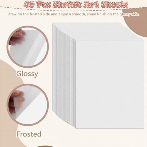 Yalumo 301 Pcs Shrink Plastic Sheets Kit, 40 Shrink Paper Sheets 5.7 x 7.9 Inch with Earring, Ring and Keychain Accessories for DIY Shrinky Art, Ornament, Craft Project, Handmade Gift and Home Decor — view 2