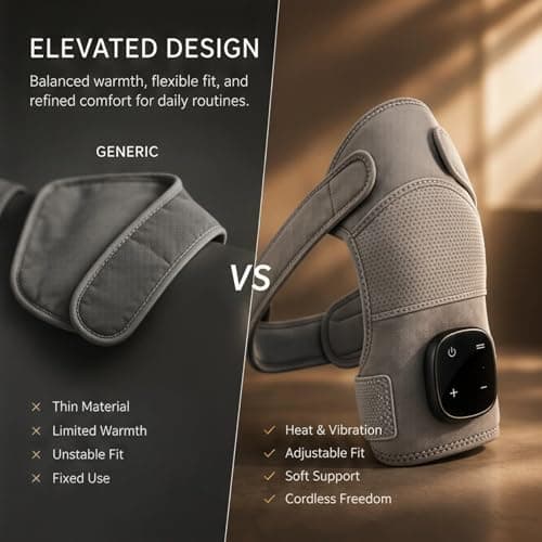 Shoulder Massager with Heat and Vibration, 3-in-1 Shoulder Wrap Massager, Adjustable Fit, Cordless Rechargeable Shoulder Support for Daily Relaxation (Grey) — view 4