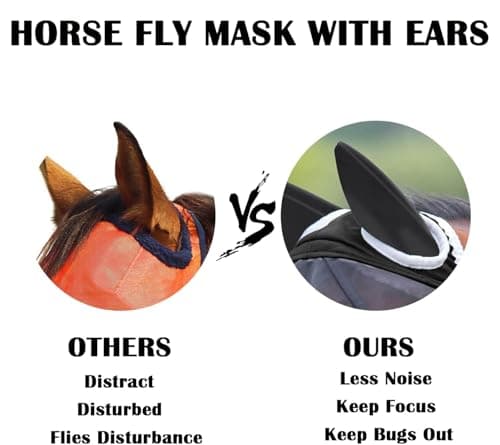 WADY Horse Fly Mask ， Breathable Eye Protection Fly Masks UV Protective Horse Supplies (L) — view 2