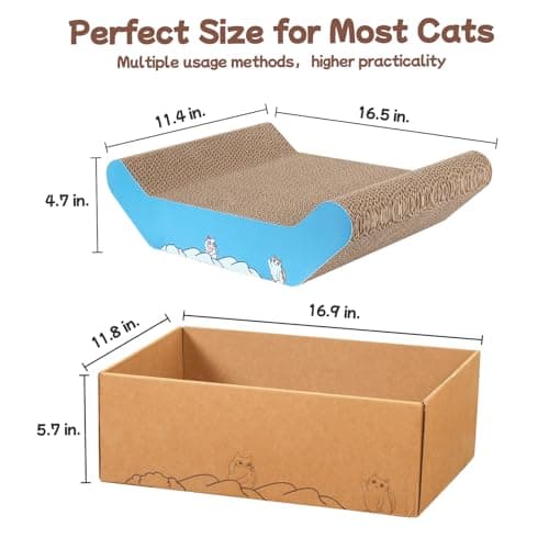 UUig Cardboard Cat Scratcher Bed 16.9” Cat Scratch Box with Pad — view 3