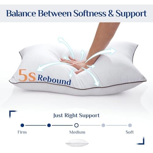 JOLLYVOGUE Standard Pillows Set for Sleeping, Cooling and Supportive Pillows Full Size for Side and Back Sleepers, Down Alternative Hotel Collection Sleeping Pillow — view 4