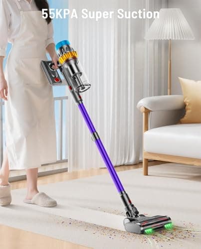 Cordless Vacuum Cleaner, 55KPA 70Min 650W Motor Powerful Vacuum Cleaners for Home, Self-Stand Cordless Stick Vacuum Rechargeable Anti-Tangle/LED Screen/1.8L Cup for Home Pet Hair/Carpet/Hardwood Floor — view 3