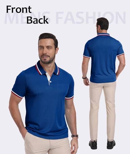 ZITY Men Polo Shirts Short Sleeve with Pocket Golf Polo Wicking Shirts for Men Casual Collared T-Shirts — view 4