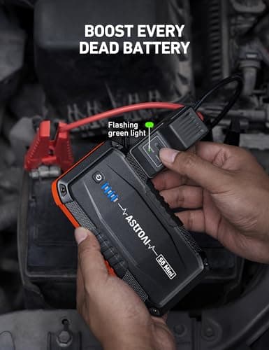 AstroAI Booster Pack Jump Starter, Car Battery Booster Jump Starter for Up to 6.0L Gas or 3.0L Diesel Engine, with 3 Modes Flashlight, Jumper Cable for 12V Motorcycle Car and SUV, 1200A Vivid Gray — view 2