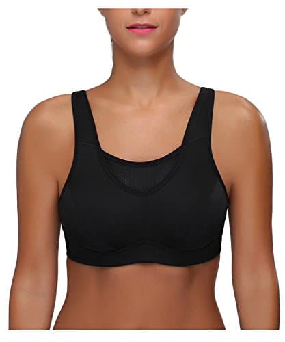 WingsLove Women’s High Impact Comfort Full Support Non Padded Sport Bra, Black, 36H — view 4