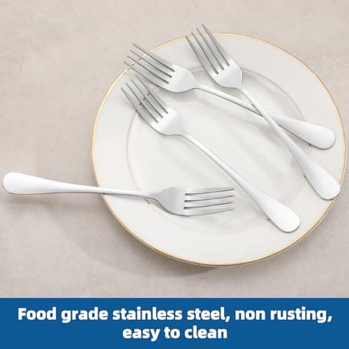 12 Piece Dinner Forks Set, Food-Grade Stainless Steel Forks Silverware, Cutlery Fork, Dessert Fork, Metal Forks for Home, Kitchen or Restaurant, Mirror Polished, Dishwasher Safe - 7.5 Inch — view 2