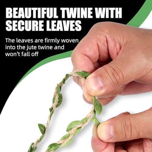 Radix Rope Natural Jute Twine with Green Leaf - 33 Feet (10 Meters) | Decorative Garden String for Gift Wrapping, Crafts, Wedding Decor — view 2