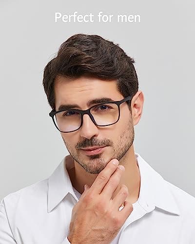 ANRRI Blue Light Blocking Glasses for Computer Use, Anti Eyestrain Lens Lightweight Frame Eyeglasses, Black, Men/Women