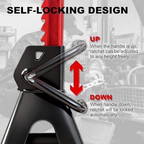 SENKEYFE 3 Ton (6,600 LBs) Jack Stands with Double Pin Locking,Rubber Cover and Large Foot Base,11"-17" Adjustable Height,Heavy Duty Car Jack Stands,Lifting SUV,MPV,Pickup Truck,ATV/UTV,1 Pair — view 5