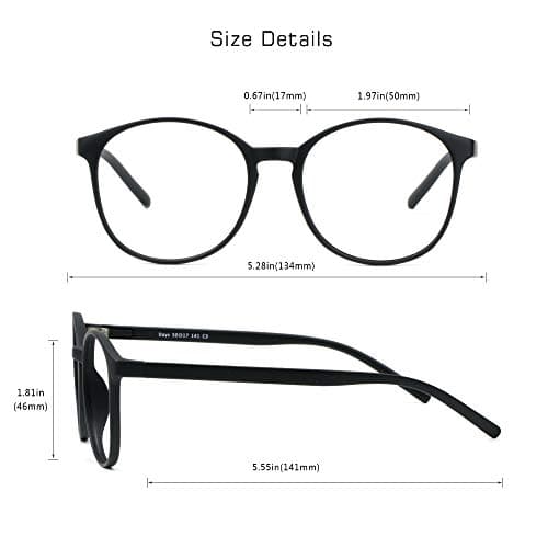 Blue Light Blocking Glasses for Women, Anti Eyestrain, Computer Reading, TV Glasses, Stylish Square Frame, Anti Glare (Black, 3.25 Magnification) — view 2