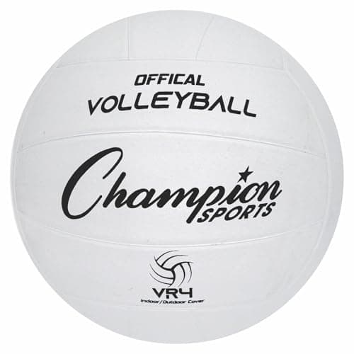 Champion Sports Rubber Volleyball, Official Size, for Indoor and Outdoor Use - Durable, Regulation Volleyballs for Beginners, Competitive, Recreational Play - Premium Volleyball - White, VR4, 1 Set