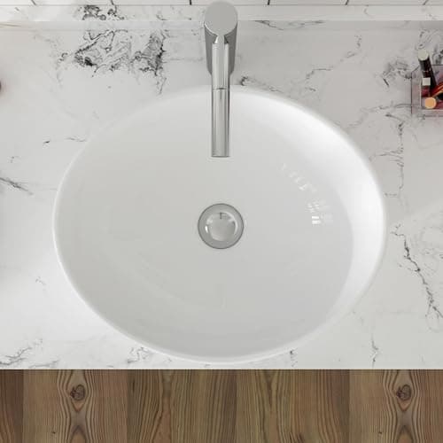MEJE 16x13-Inch Oval White Ceramic Vessel Sink,Modern Egg Shape Bowl, Above Counter Bathroom Vanity Sink — view 2