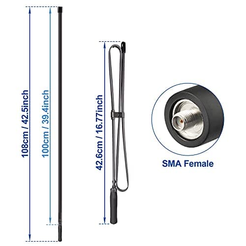Bingfu Foldable CS Tactical SMA Female Ham Radio Antenna 2-Pack Dual Band VHF UHF 136-520MHz 42.5 inch Antenna for Baofeng BF-F8HP UV-5R UV-82 BF-888S GT-3 Ham Two Way Radio Walkie Talkie — view 3