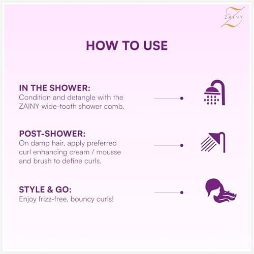 ZAINY Curly Hair Brush Defining 2PC Set with Styling Comb, Curling Brush for Wavy Hair, Hairbrush for Curly Hair Detangler, Volume Curl Brush, Curl Defining Products for Women, Kids, Toddlers & Men — view 4